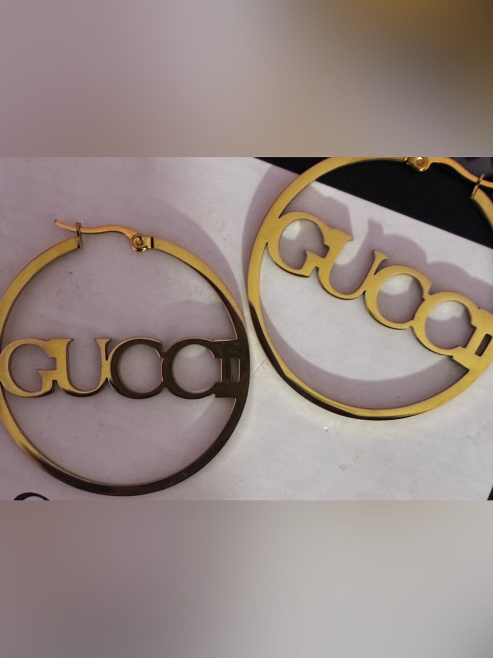 18kt Gold Plated Hoop Earrings with Signature Double G Detail